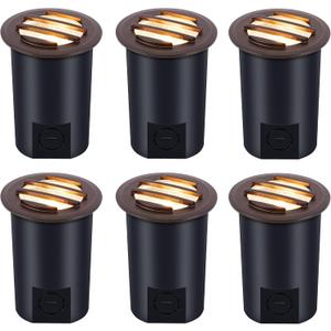 CLOUDY BAY [6 Pack] 9W Low Voltage Landscape Lights,LED Well Lights,Grated Top,12V-24V Waterproof Outdoor,2700K/3000K/3500K/4000K/5000K In Ground Lights for Fence Pathway Deck,Bronze