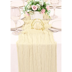 Beige Cheesecloth Table Runner Boho Rustic Gauze Sheer Romantic 10 FT Long Cheese Cloth Table Runner for Bridal Baby Shower Wedding Party Birthday Holiday Home Easter Decor