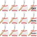 Cunno 36 Pcs Basketball Baseball Softball Tennis Acrylic Keychain Blank Kit 12 Acrylic Keyring 12 Swivel Snap Hook Keychain(White Baseball, 3 Inch)