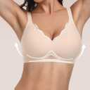 habibee Bras for Women Wireless Seamless Jelly Bras Full Coverage Push Up Bralettes Comfortable Scalloped T Shirt Bra (Black, S)