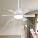 AHAWILL 18''Ceiling Fan, Portable Ceiling Fans with Lights, 3 Color Dimmable 3 Fan Speeds, Plug in Hanging Ceiling Fan for Bedroom, Tent, Indoor.White