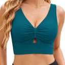 GRAPENT Tankini Tops for Women Swimwear Top Only Tankini Swim Tops for Women Womens Bathing Suits Womens Bikini Swimsuits Dark Lake Green Large US Size 12-14