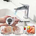 Rbrohant Single Hole Bathroom Faucet, Polished Chrome Single Handle Bathroom Sink Faucets for 1 Hole,Bathroom Vanity Faucet with Pop up Drain, Deck Mount, R2001-PC