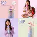 Ello Pop & Fill 18oz Stainless Steel Kids Water Bottle with Quick Fill Lid | Vacuum Insulated BPA Free Bottle with Leak Proof Straw and Chug Lid, Dishwasher Safe, Gift For Kids Teens, Purple Holo