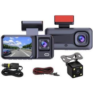 Dash Cam with Three Cameras, Full HD Dash Cam Front and Rear Dash Camera for Cars with Built-in 5GWiFi, 3.2 IPS Screen Dashcam, with 64G