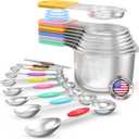 Magnetic Measuring Cups and Spoons Set of 17 - Stackable Stainless Steel Magnetic Measuring Spoons Set with Leveler - Dual Marking Scale Measuring Cup for Dry and Liquid Ingredients, Baking & Cooking