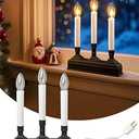 SURAIELEC Christmas Electric Window Candles, Dusk-to-Dawn 3-Light Candolier Window Candles, Plug-in Window Candle with 1.9" Narrow Base, Flameless Candle for Window, Mantel, Table, UL Listed, 1-Pack