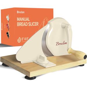 Manual Bread Slicer for Homemade Sourdough Bread, Adjustable Thickness&Evenly Slicing, Hand Crank Bread Slicer with Scale Line and Suction Cup, Serrated Blade Design, Patent:USD105861 (Cream)
