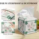 Grace Yonks Retro Tissue Box Cover Square - Mahjong Bamboo Tiles Design 5.2" PU Leather Holder for Vanity, Desk, or Bathroom Counter - Cube Case for Facial Tissues. (107)