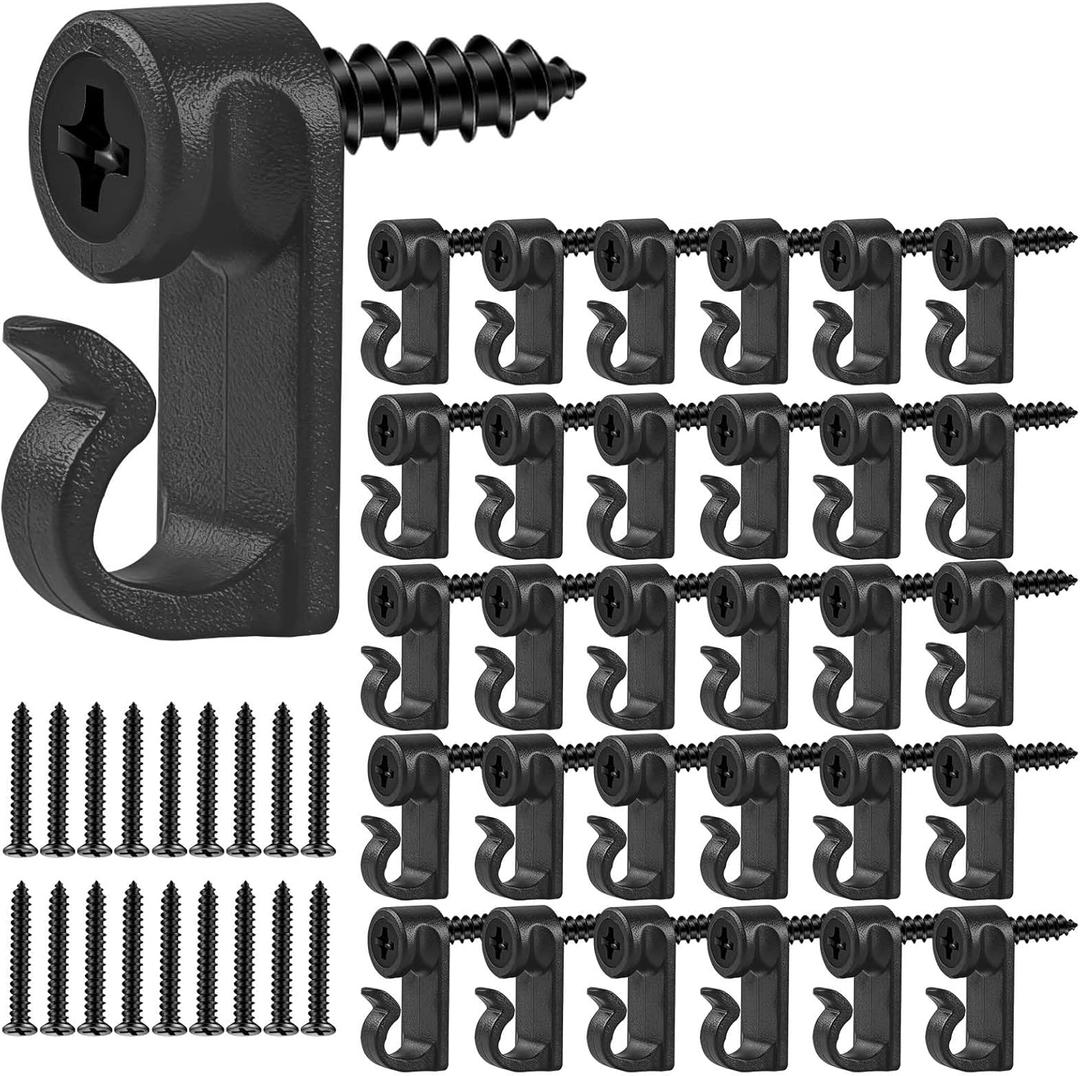 60 Pack Christmas Light Clips, Hooks for Outdoor String Lights, Weatherproof Light Hanger Hooks Screw-in Hooks for Hanging Christmas Lights and Wire,Cable,Fairy Lights,Wind Chimes (Black)