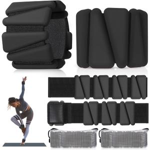 Vinsot Wrist Weights for Women Set of 44 LbsAdjustable Silicone Ankle Weight Bracelet for Yoga Pilates Gym Workout Running Walking Strength Training(Black)