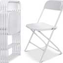 6 Pack White Portable Foldable Camping Chairs, Lightweight Outdoor Seat with Non-Slip Feet for Camping, Picnic, Patio & Travel Use