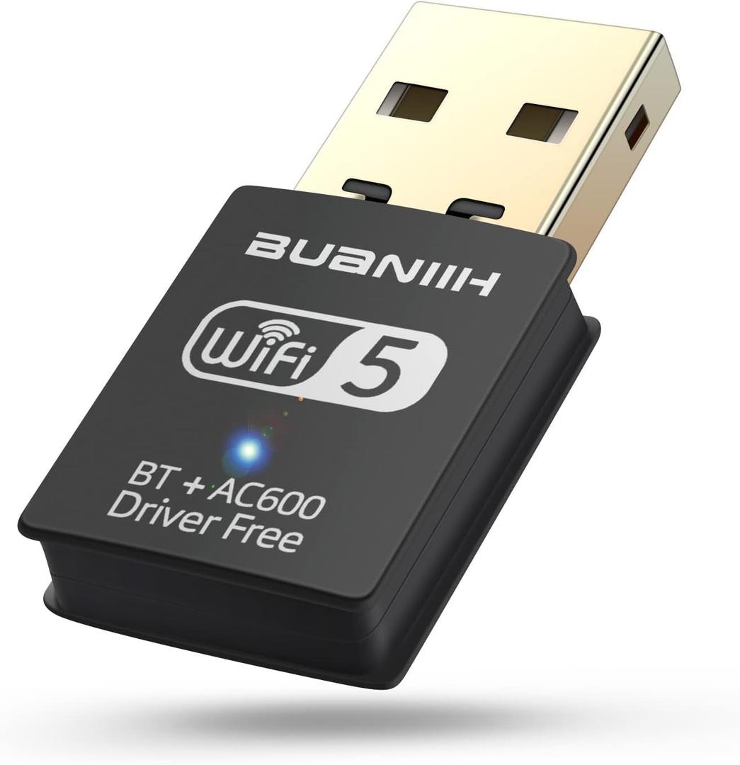 WiFi Adapter for Desktop PC,USB WiFi Adapter, Bluetooth & WiFi 2-in-1,600Mbps 2.4/5.8Ghz Dual Band Wireless Network, Plug and Play, for PC/Laptop/Desktop, Support Win7/8/8.1/10/11