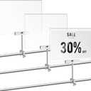 FoldTier 3 Set Aluminum Alloy Sign Holder Clamp with 8.5 x 11 Inch Acrylic Frame Rotatable Holding Clamp Sign Holder for Clothing Stores Price Tag Office (Silver)