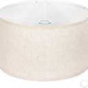 OUTON Beige Large Drum Lamp Shades for Floor Lamps, 16" Top x16" Bottom x 9" High, Easy to Assemble, Replacement Linen Lampshades for Table Lamps & Bedside Lamps (1.65" Spider)