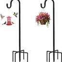 Bird Feeders Pole,Shepherds Hooks for Outdoor 2 Pack 48 Inch Bird Feeders for Outdoors with 5 Prongs Base Hanging Planters for Outdoor