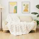 Faux Fur Beige Fuzzy Throw Soft Cozy Fluffy Blanket Twin Weighted Bubble Blankets Comfy Warm Plush Blanket for Winter Fleece 60x80 inch 860gsm