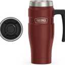 THERMOS Stainless King Vacuum-Insulated Travel Mug with Handle - 16oz, Rustic Red - Thermos Tumbler for Hot & Cold Drinks - Leak-Proof & Sweat-Proof Stainless Steel Coffee Mug with Lid for Commuting