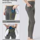 Women's High Waisted Moisture - Wicking Yoga Leggings with Pockets, Reflective Stripes & Shirt Loop for Active Lifestyle (Gray, S)