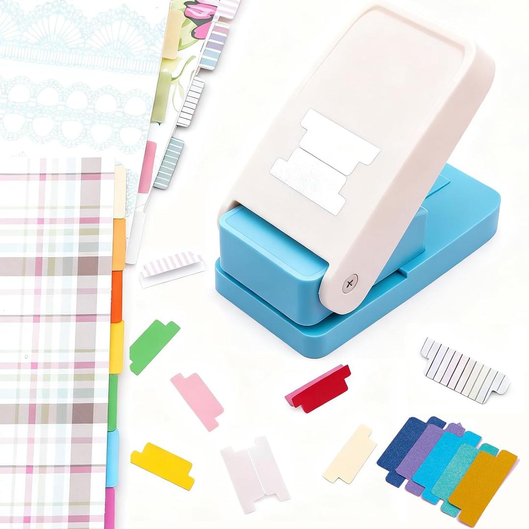 Tab Paper Punch-File Tab Puncher for Creating Custom Tabs on Craft Projects, Scrapbook,Calendars, Planner Inserts, Journaling, Bible & Books | Suitable for Many Materials | Tab Size 1.57x0.39 Inch