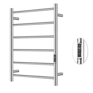 BLARALA Heated Towel Racks for Bathroom, Wall Mounted Electric Towel Warmer Racks with Timer & Temperature Control, 6 Bar Stainless Steel Towel Heater for Bathroom, Brushed Silver, Plug-in