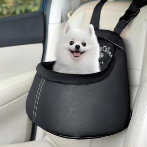 Dog Car Seat for Small Dogs Under 13 lbs (6kg), Deluxe Dog Booster Car Seat with Durable Belt and Buckles, Portable and Soft Pet Booster Seat, Black