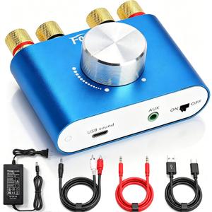 Facmogu F900S 160W Mini Bluetooth 5.0 Power Amplifier, 2 Channel 80Wx2 Stereo Hi-Fi Digital Amp, Portable Wireless Audio Receiver Sound Speaker Amplifer, AUX/USB/Bluetooth Input & 12V Power Supply