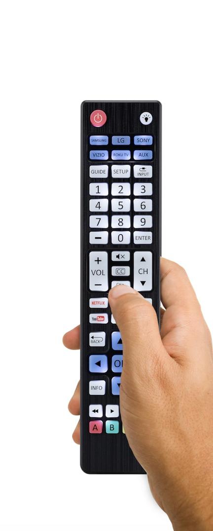 One Touch Instant Pairing Replacement Remote Pre-Programmed for Samsung, Sony, LG, Vizio, Roku TV 2 Device 80830, Black 