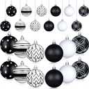 24 Pcs 2.36" Black and White Christmas Ornaments Shatterproof Dot Hanging Xmas Ball Ornaments for Christmas Tree Decorations Home Indoor Party Decor