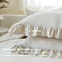 Beige Ruffle Comforter Set King, Pre-Washed Shabby Chic Bedding Set, Lightweight Cottagecore Soft Romantic Cozy 1 Comforter & 2 Shams, All-Season