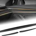 One-Piece No Gap Dashboard Cover Wrap and Front Door Trim Panel Compatible with 2019-2024 Tesla Model Y 2021-2023 Model 3 Interior (Matte Carbon Fiber)