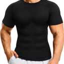 Nebility Mens Compression Shirt Shapewear Undershirt Slimming Short Sleeve Tummy Control Athletic Body Shaper Workout Top Black X-Large (Black, XL)