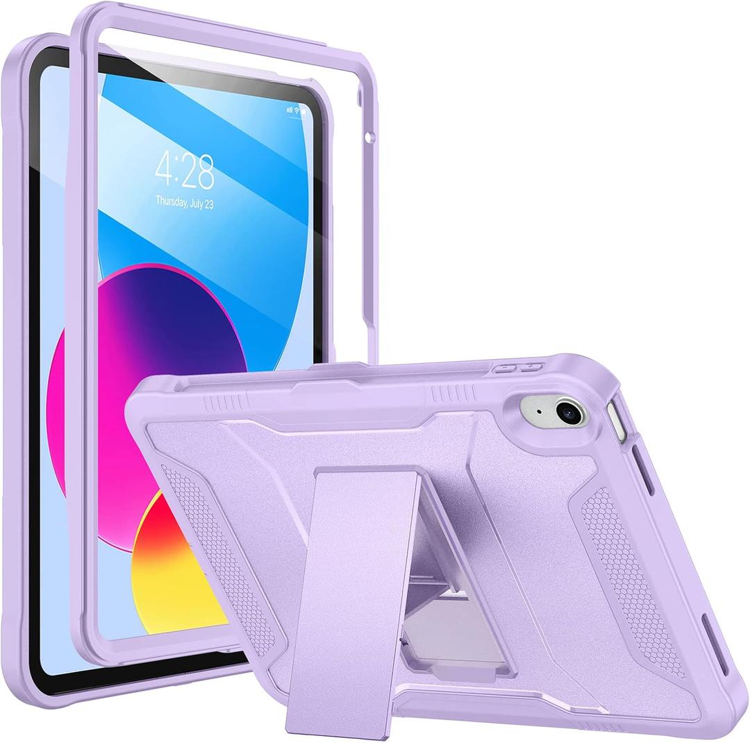 Soke Case for iPad (A16) 11th Generation 11-inch 2025, iPad 10th Generation 10.9-inch 2022, with Built-in Screen Protector and Kickstand, Rugged Full Body Protective Cover - Violet