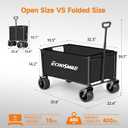 EchoSmile Collapsible Wagon Cart for Camping & Beach - Heavy Duty 400lbs Capacity All-Terrain Cart with Wide Wheels, Portable Folding Utility Wagon for Grocery, Garden, Sports,Black