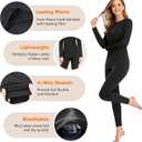 SIMIYA 2 Pack Thermal Underwear for Women Long Johns Winter Warm Fleece Lined Base Layer Set Cold Weather Top and Bottom (Black, L)