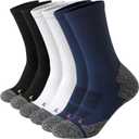 Wildarms Athletic Running Socks Cushion Padded Moisture Wicking Crew (10-13, Black+ Gray+ Dark Blue)