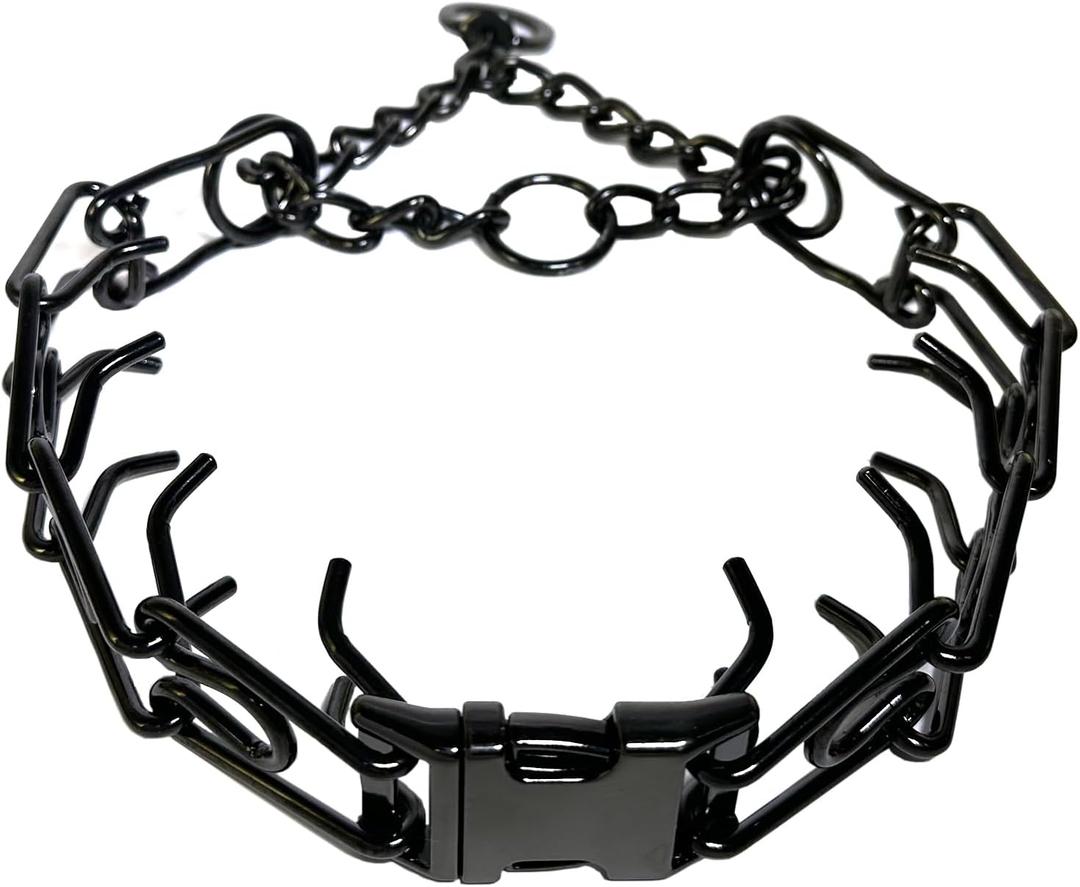 Prong Training Collar for Dogs, Adjustable Dog Pinch Collar with Quick Release Buckle, No Pull Collar for Small Medium Large Dogs, Extra Link and Caps, M