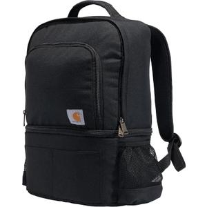 Carhartt Insulated 24 Can Two Compartment Cooler Backpack, Fully-Insulated Base, Durable Water-Resistant for Camping, Beach & Travel (Black)