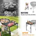 Grill Side Table for Weber Kettle 22/26, for Weber Smokey Mountain 22 Grill, Grill Work Table for Weber Master Touch, Premium, Kettle Grill Accessories, Adjustable Height Charcoal Kettle Grill Table