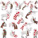 Blosssound 12 Pcs Christmas Polar Animal Ornaments 3D Christmas Tree Ornaments with Mini Scarves White Winter Tree Decorations Polar Bear Fox Squirrel Owl Hanging Pendant Figurines Party Favors