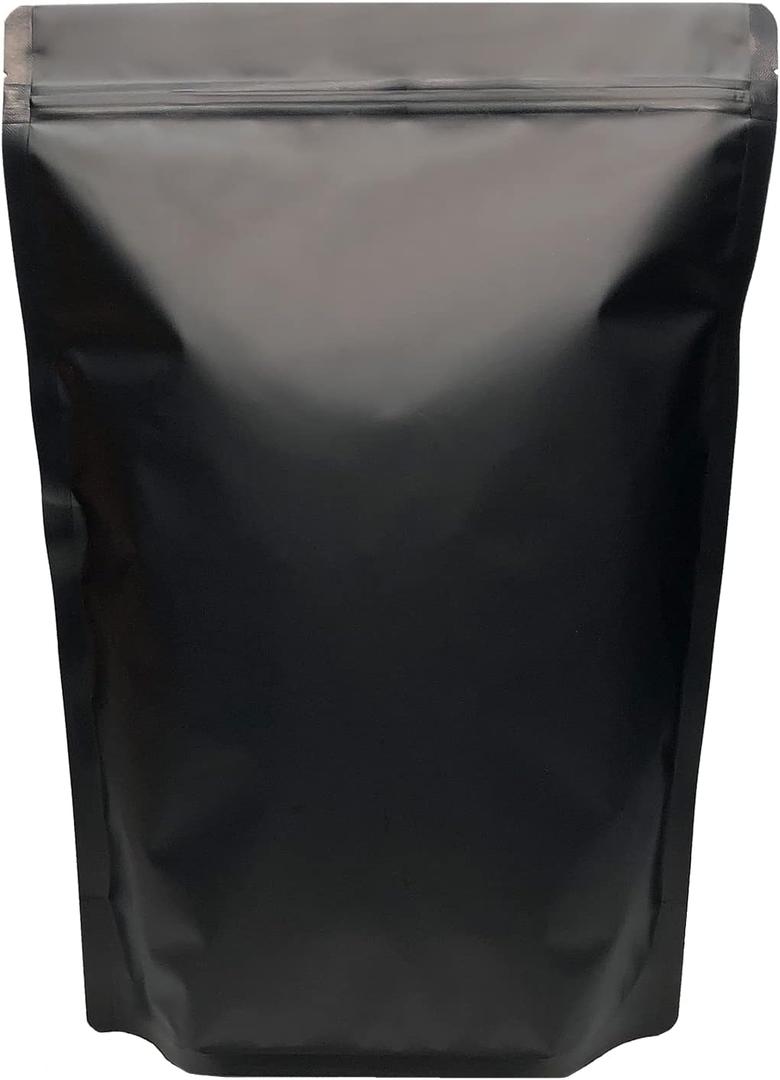 50 Pack 1 Gallon Matte Black Stand Up Food Storage Bags – 5 Mil 10x14 Inches Resealable Food Storage Zipper Pouch Bag, Large Heat Sealable Plastic Foil Packaging Pouches