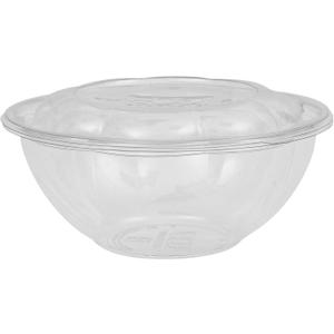 ECO PRODUCTS Compostable 24oz Salad Bowl, Clear PLA Plastic, With Lid, Case of 150, Grab 'n' Go Round Cold Takeout Food Containers, Renewable Plant-Based, Disposable, ASTM Compliant, BPI-Certified