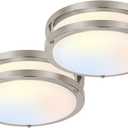 hykolity 10 inch Flush Mount LED Ceiling Light Fixture, 17W 1100lm, 2700K/3000K/3500K/4000K/5000K Adjustable Ceiling Lights, Brushed Nickel Saturn Dimmable Lighting for Hallway Bathroom - 2 Pack