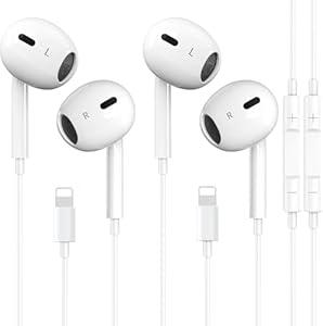 2 Packs iPhone Headphones Earbuds with Lightning Connector(Built-in Mic & Volume Control)[MFi Certified] Headphones support for iPhone 14/13/12/SE/11/XR/XS/X/7/7Plus/8/8Plus Support All iOS System
