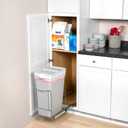 Pull-Out Trash Can for Cabinet - 12 Gal / 48 qt Heavy-Duty Chrome, Smooth Slide with Trash Bag Storage Fits 13" Cabinet Opening (Bin Not Included)