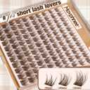 Brown Lash Clusters Short Eyelash Extensions 8-12MM Wispy Cluster Lashes Natural Individual Lashes Dark Brown Eyelash Clusters Clear Band Lash Extensions Everyday DIY Lash Pack by Mavphnee