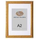 ArtXO A2 Gold Ornate Wood Picture Frame with Clear Plexiglass & Mat - Vintage Decor for Home, Wall Mountable Photo Display 45