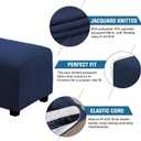 H.VERSAILTEX Ottoman Cover Slipcover Rectangle Fit Length 29"-34" Footrest Sofa Slipcovers Stool Cover Footstool Protector Covers Feature Stretch Thick Soft Jacquard Fabric Removable Washable - Navy
