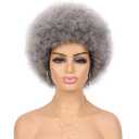 G&T Wig Afro Puff Wigs for Black White Women, Dark Roots Natural Looking Afro Curly Wigs for Daily Party Use(Ombre Grey)