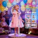 Stand Karaoke Machine for Kids, Singing Toys Gifts for 3 4 5 6 7 8 Year Old Girls Boys, Rechargeable Kid Microphone Bluetooth Speaker with 2 Wireless Mic for Girl Age 4-6 Toddler Birthday Party Toy